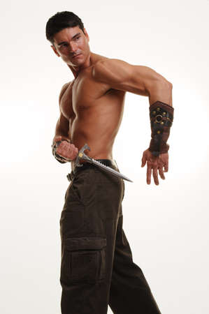 The handsome pirate poses for the photo.の写真素材