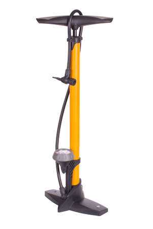 bicycle pump isolated aganist white backgroundの写真素材