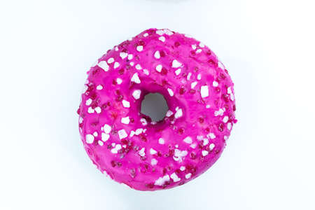 pink donut with sprinkles isolated