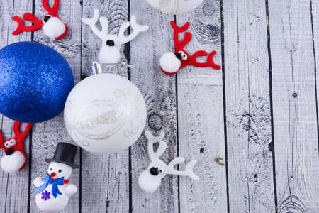 christmas tree decoration on wooden backgroundの写真素材