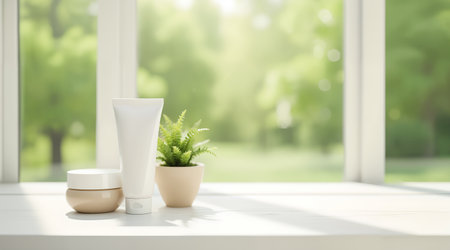 Clean minimalist visual for product display and natural beauty brandingの素材