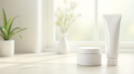 Soft tones and symmetry ideal for clean beauty or wellness visualsの素材