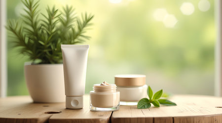 Eco-friendly beauty concept with matte and frosted texturesの素材