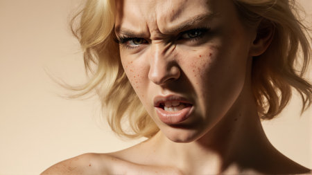 An ultra-high resolution portrait of a young woman with beautifully defined, thick, long eyelashes. Her piercing eyes are in sharp focus.の素材