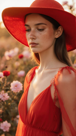 High-end portrait with glowing skin and delicate details.の素材