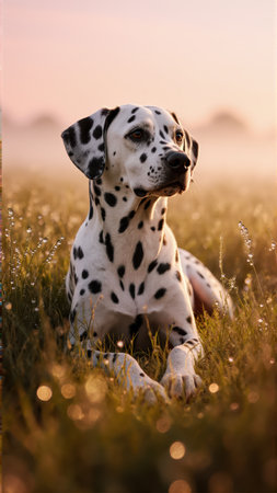 Crisp details showcase water droplets on fur and grass. Ideal for branding.の素材