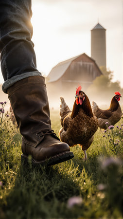 Looking down at the eager birds approaching. Creates an immersive and engaging experience for the viewer.の素材
