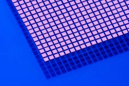 Microchup crystals macroshot against blue backgroundの写真素材