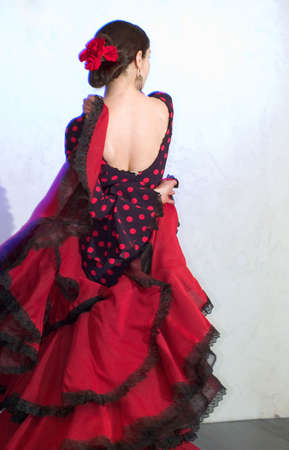 Flamenco dancer standing at the stageの写真素材