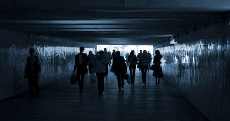 people walk through the tunnelの写真素材