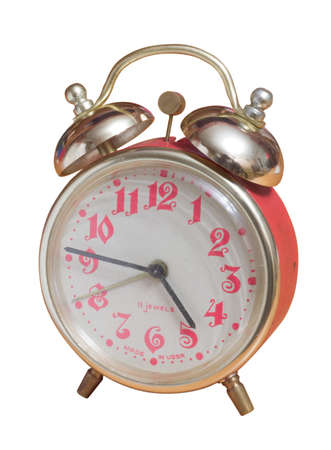 Vintage clock isolated over white with clipping path