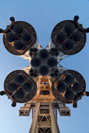 Space missile on a launch standの写真素材