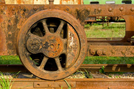 Old steam train wheelsの写真素材