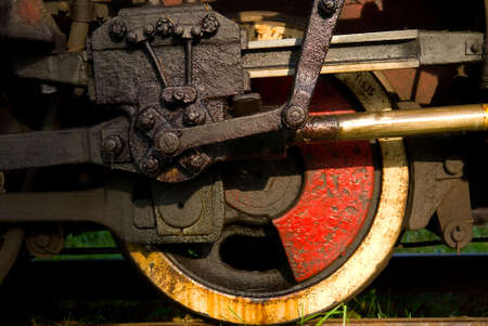 Old steam train wheelsの写真素材