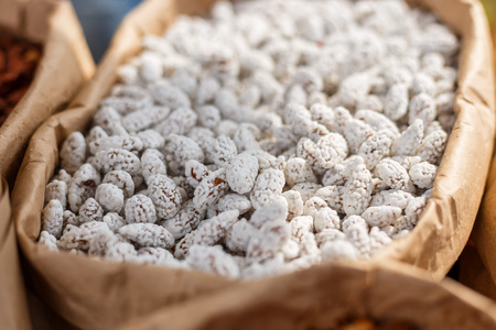 Sugared almond, close up, selective focus