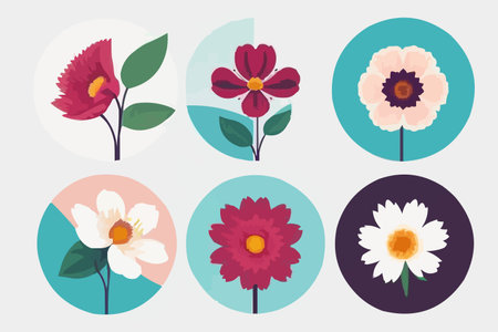 flowers icon set over white background, colorful design. vector illustrationのイラスト素材