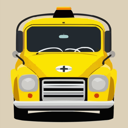 Yellow taxi car isolated on white background. Flat style vector illustration.のイラスト素材