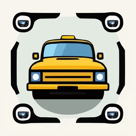 Taxi car vector illustration in flat design style. Taxi service.のイラスト素材