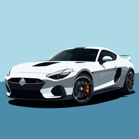 White sport car on a blue background. Vector illustration. Eps 10のイラスト素材