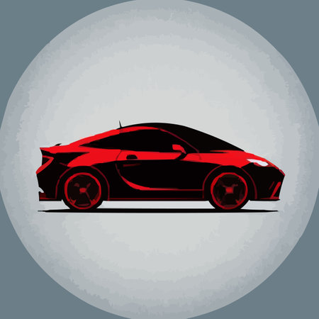 red sports car silhouette on gray background, vector illustration eps 10のイラスト素材