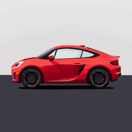 Red sports car. Vector illustration on a gray background. Side view.のイラスト素材