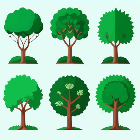 Set of trees. Vector illustration in flat style. Green nature.のイラスト素材
