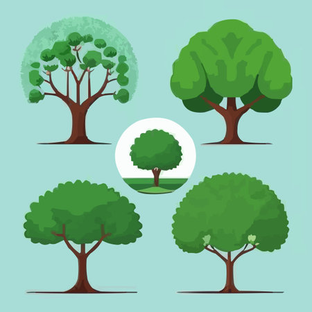 Set of trees in flat style. Vector illustration for your design.のイラスト素材