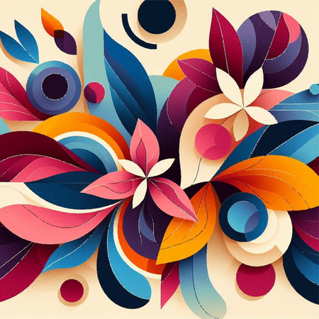 Abstract floral background with colorful leaves. Vector illustration. Eps 10.のイラスト素材