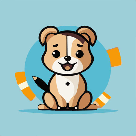 Cute dog with lifebuoy. Vector illustration in cartoon styleのイラスト素材