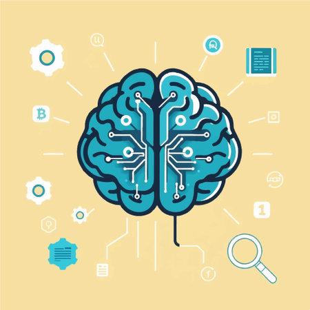 Artificial intelligence concept with human brain. Vector illustration for your design