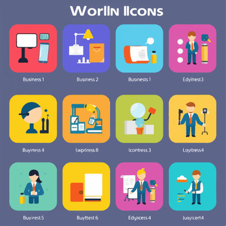 Flat design modern vector illustration icons set of working in office and business.のイラスト素材