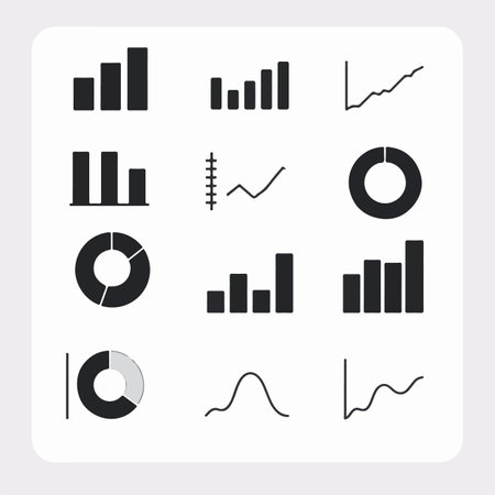 Vector illustration of graph icon set on white background. Flat design.のイラスト素材
