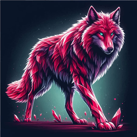 Illustration of a wolf on a dark background. Vector illustration.