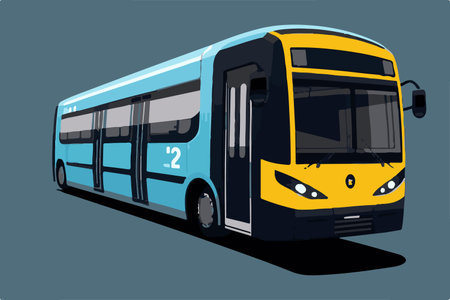Vector illustration of a city bus on a dark blue background. Vector illustrationのイラスト素材