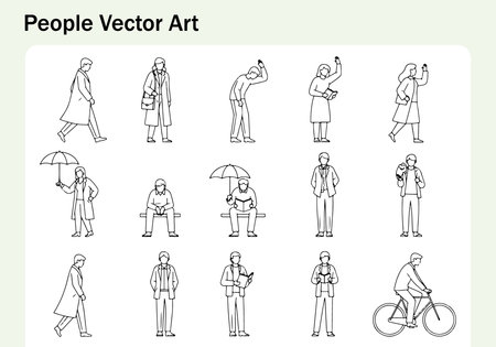 People in different situations. Set of people in different situations. Vector illustration.のイラスト素材