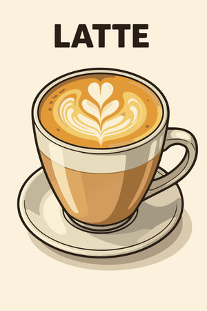 Latte art. Vector illustration of a cup of cappuccinoのイラスト素材