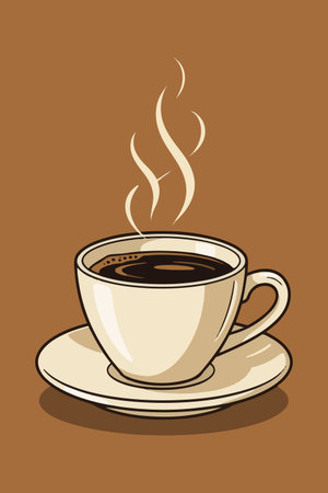 Coffee cup vector illustration. Cup of coffee with steam.のイラスト素材