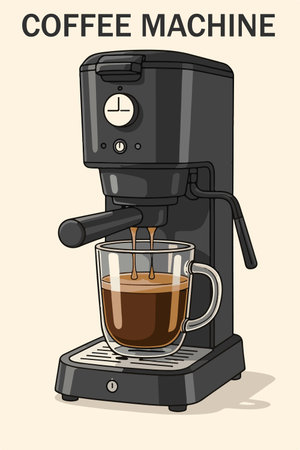 Coffee machine with a cup of coffee. Vector illustration.のイラスト素材