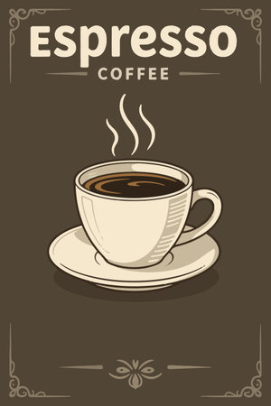 Cup of coffee. Vector illustration in flat style on a brown background.のイラスト素材