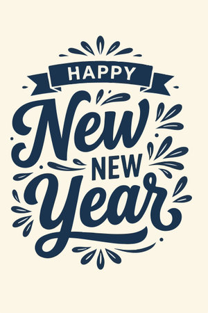 New Year card. Hand drawn lettering design. Vector illustration.のイラスト素材