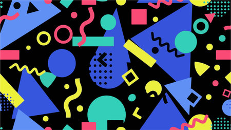 s. Vector Illustration. Hipster style 80s-90s. Abstract colorful funky background.