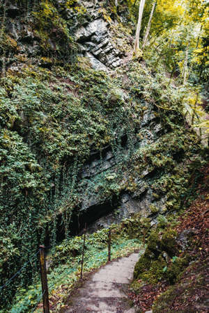Gorge du Chauderon hiking trail in Montreux, Canton de Vaud (Switzerland)の写真素材