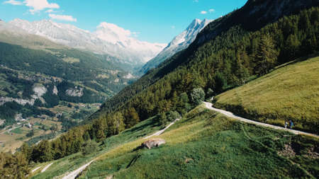 Breathtaking view of Valais valley in Switzerlandの写真素材