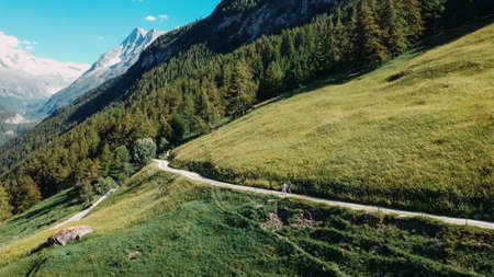 Breathtaking view of Valais valley in Switzerlandの写真素材