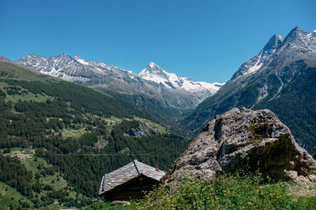 Val d'HÃ©rens valley in Valais, Switzerland in summertimeの写真素材