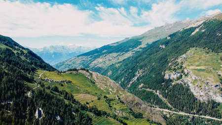 Breathtaking view of Valais valley in Switzerlandの写真素材