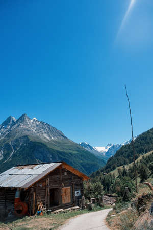 Mountain chalet in Val d'HÃ©rens in Valais, Switzerlandのeditorial素材