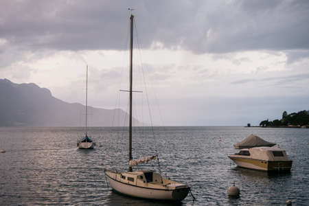Yachts on Lake Genevaの写真素材