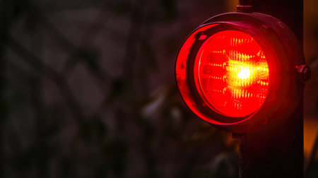 Emergency Alert: Glowing Red Siren Light in Darknessの素材