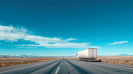 Semi-Truck Driving on a Desert Highwayの素材